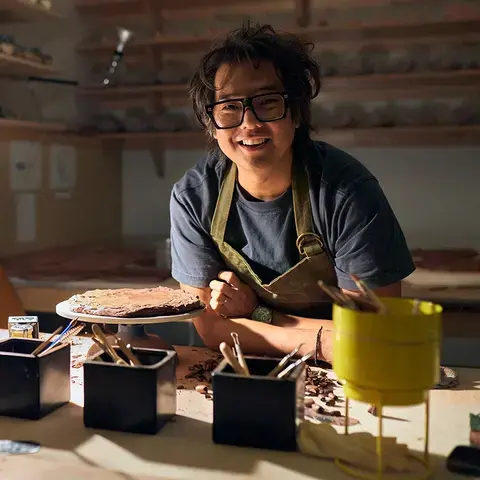 Chef Diego Oka in his studio.