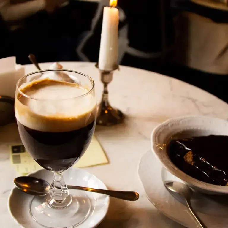 a laid table with dessert