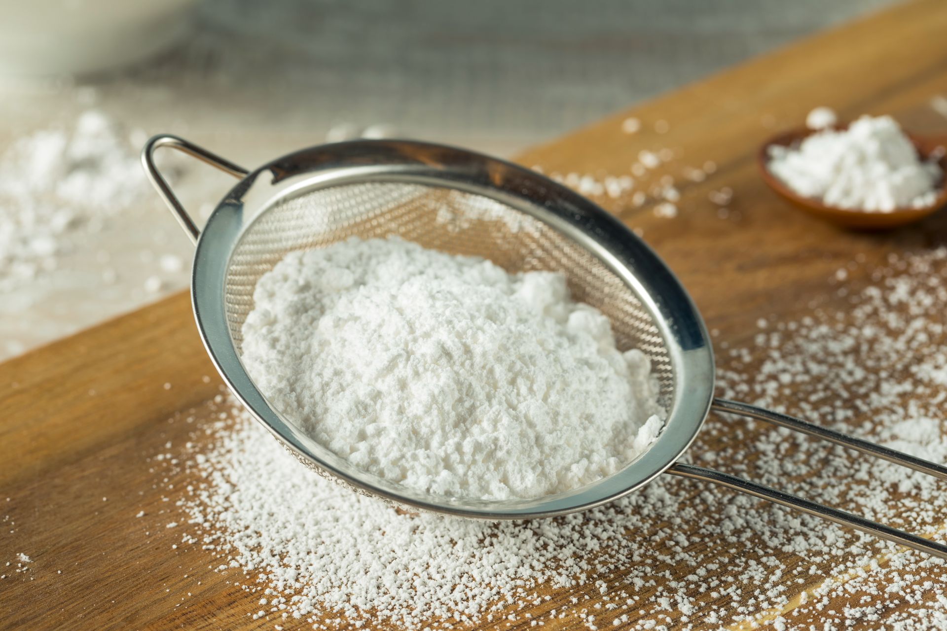 Confectioners' sugar, a type of sugar.