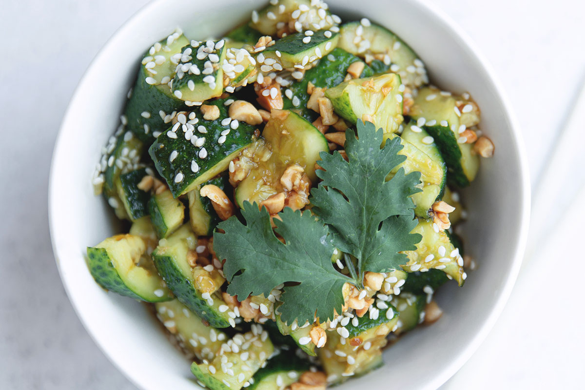 Cucumber salad, one of the best sides for burgers.