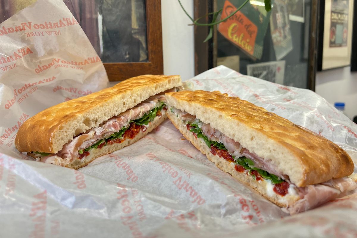 A sandwich at All’Antico Vinaio in New York.