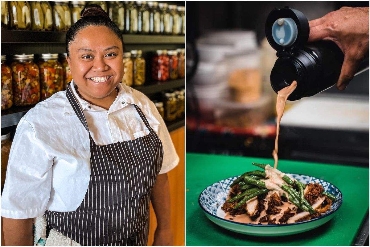 Chef Mygem T. Bernabe and a dish at Junior Filipino.